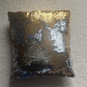 Gold and Silver Sequin Reversible Throw Pillow